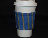 Green Sleeve Coffee Cozy Blue and Yellow