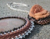 Coral Pendant Necklace featuring Peach Barite Rose and Coral Agate