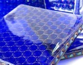 Fused Glass Coasters 6 - Iridized Cobalt Bubbles