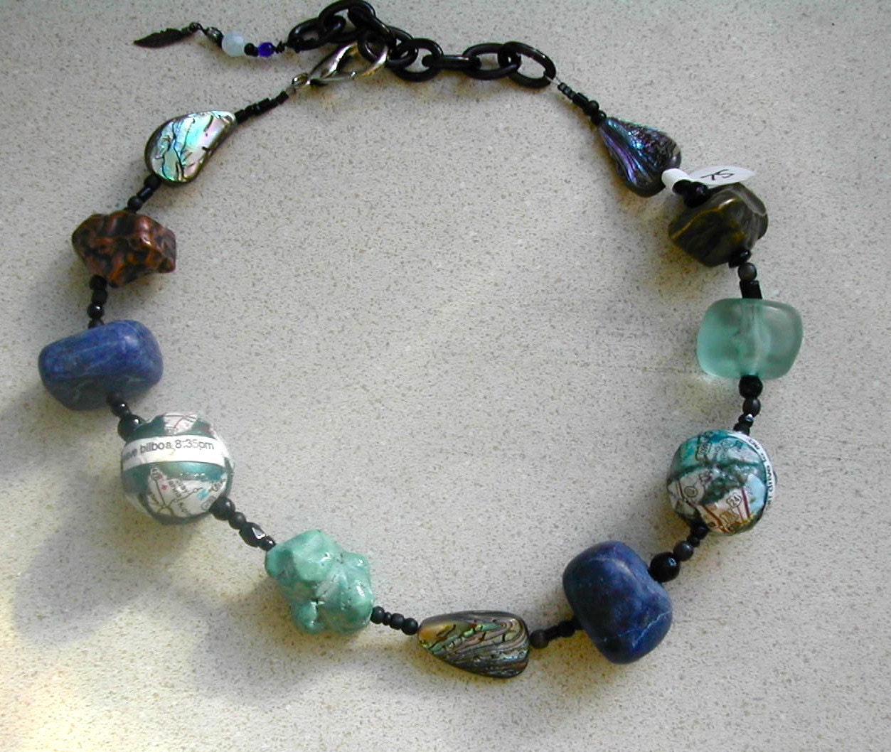 Travel Bead Choker necklace with Turquoise lapis