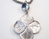 Blue Moonstone Hydrangea Flower Pendant