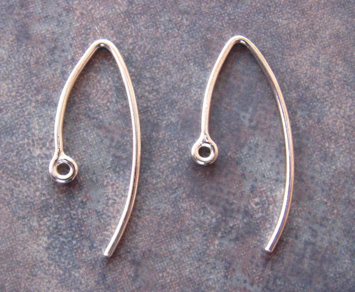 4 Bali Sterling Silver Marquise - Leaf Ear Wires  20mm x  10mm - 1 pairs LOW SHIPPING