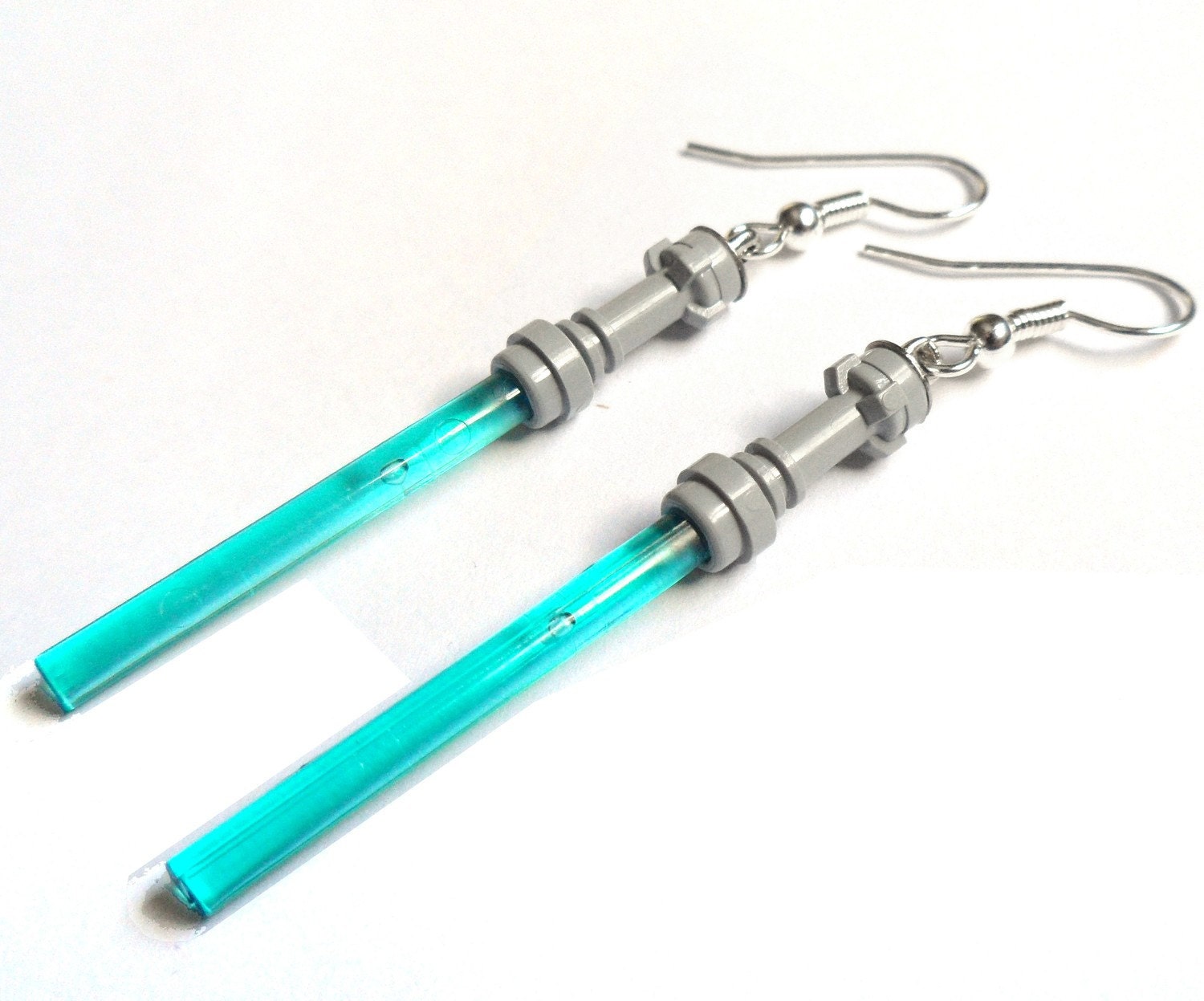 Blue Light Saber Dangle Earrings