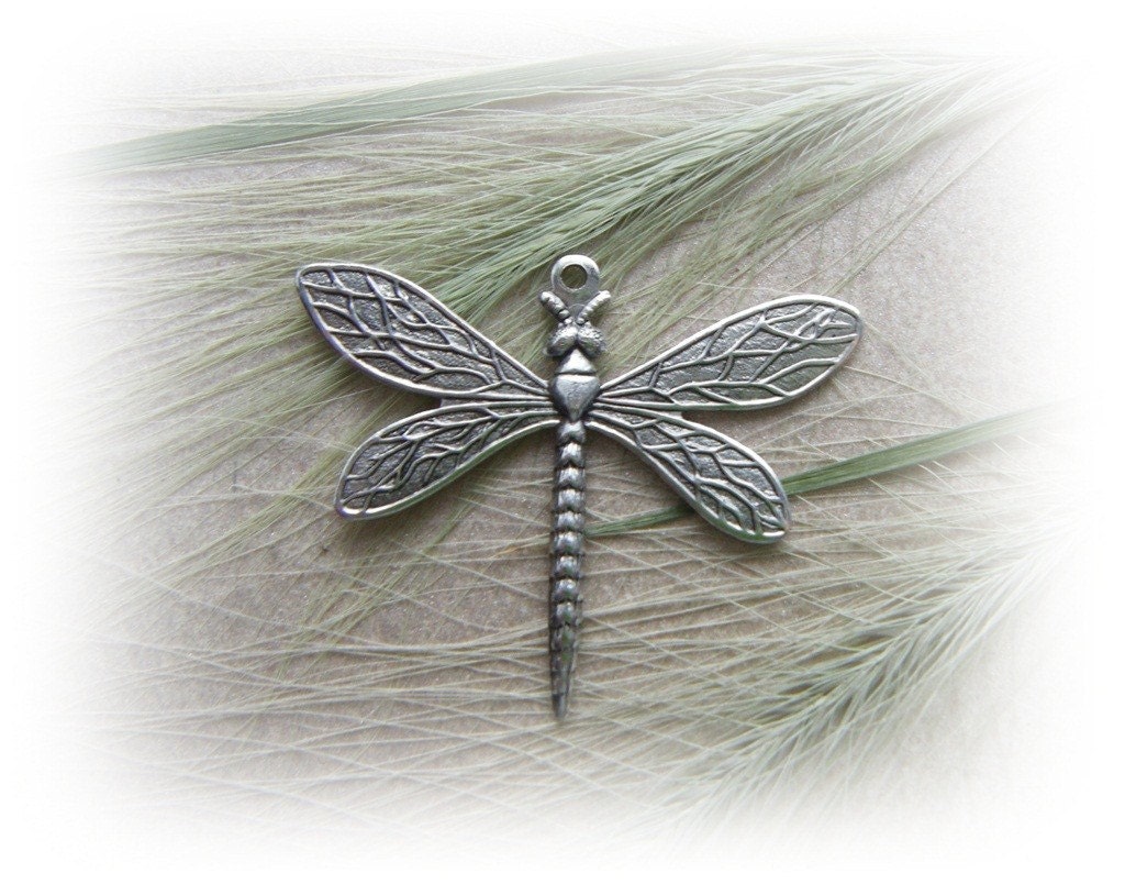 2 - DRAGONFLY Antique Silver Ox Brass Jewelry Findings - Stamping (F)