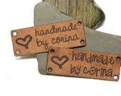 Knitting labels with holes for tying
