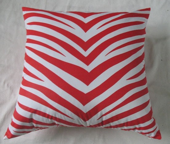 red zebra animal print throw pillow cover 20 inch contemprory