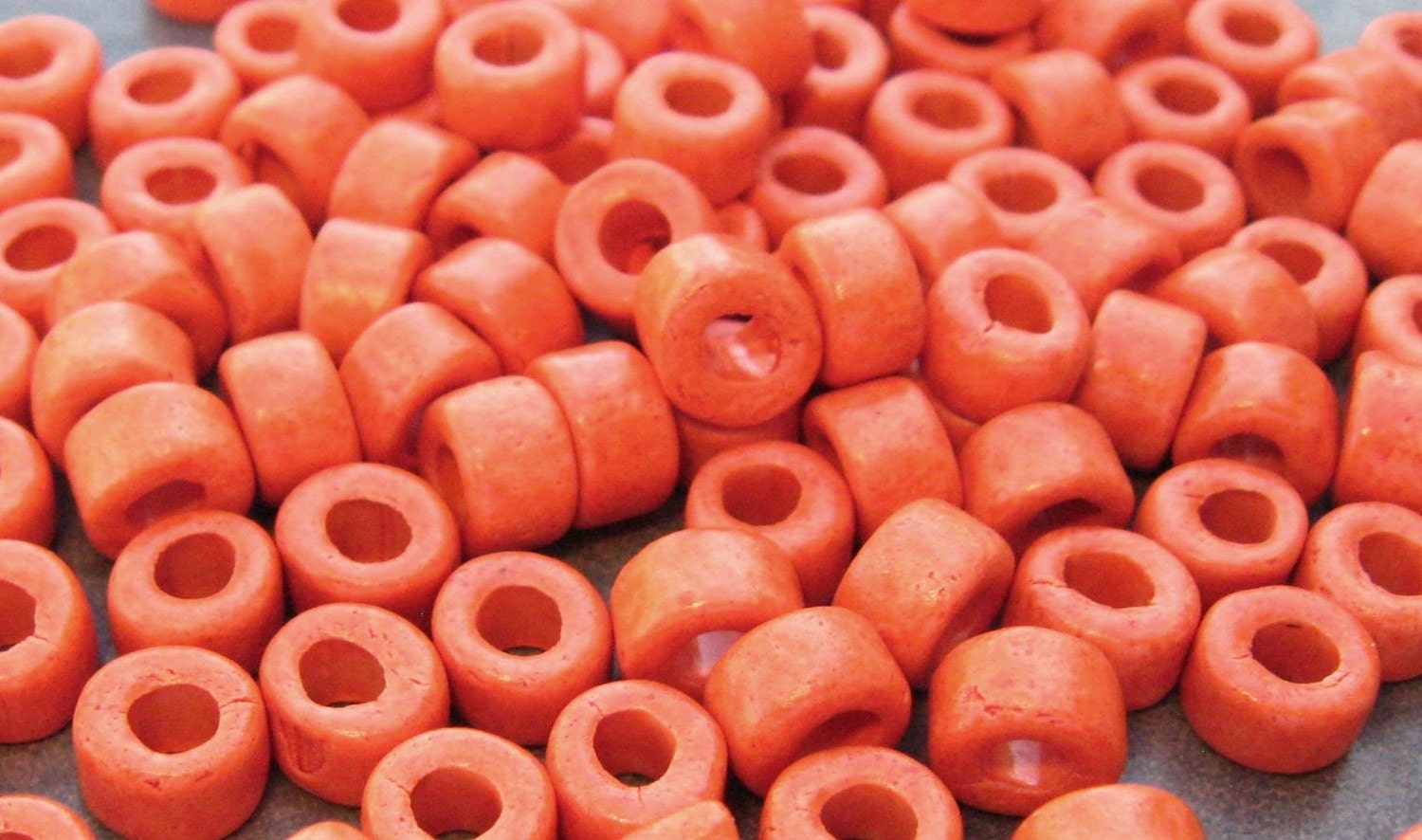 25 TANGELO Greek Ceramic Mini Tubes 6x4mm Large Holed Beads