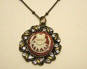 Antique Brass "Kermit the Cameo" necklace