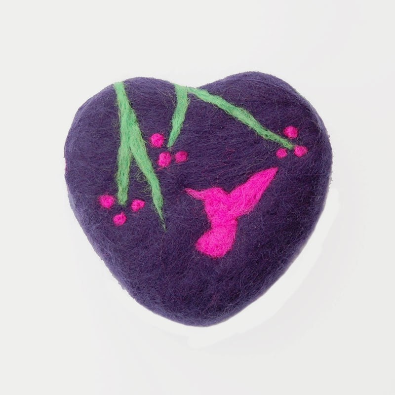 Felted Soap with Pink Hummingbird ( Plumeria )