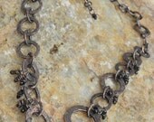 Black Fringe Necklace, Antiqued Copper and Spinel, ThePurpleLilyDesigns