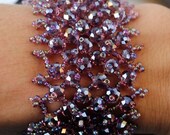 Mauve Crystal Glass Beads Tennis bracelet 7"