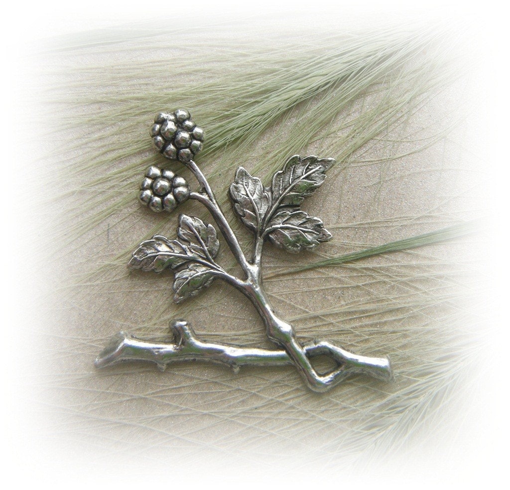 1 - FLOWER BRANCH Antique Silver Ox Brass Jewelry Findings (C)