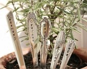 Herb Garden Stakes  Set of 5 seedling markers vintage silver plated silverware by beachhouseliving etsy