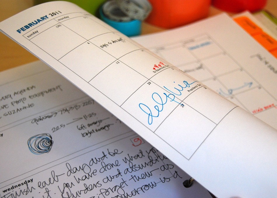 Simple Planner, 8.5" x 11" (printable COLOR PDF): Jan2012 - Dec2012