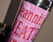 Personalized Embroidered Coffee Mug Travel Beverage Tumbler Stainless Steel CUSTOM WORDING
