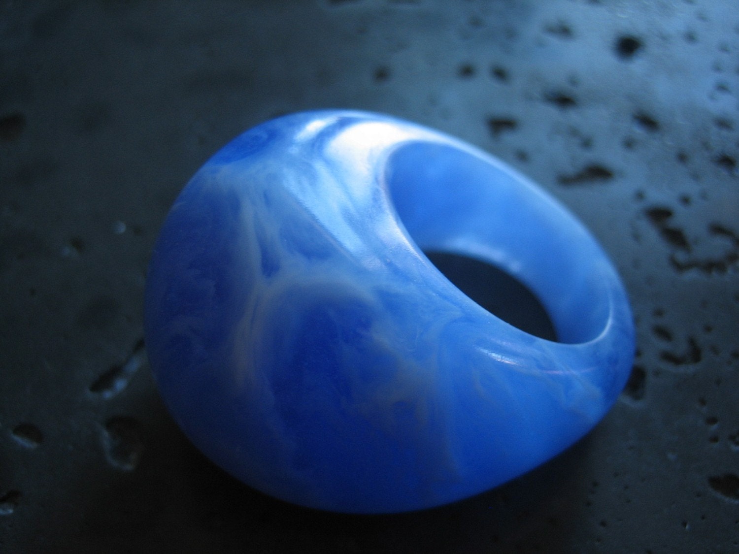 Large Blue and White Resin Ring