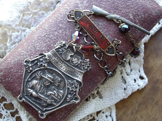 Shooting Medal Necklace Antique Assemblage