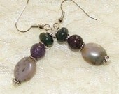 Sterling Silver Amethyst and Fancy Jasper Earrings