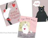Valentines Set: 3 Furry Friends Printable School Valentines
