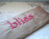 Lavender and Flaxseed Eye Pillow in Dupioni Silk with Hand Embroidery by Dolce Dreams
