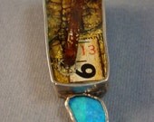 Steam Punk Silver Resin Opal Pendant