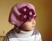PDF Pink Beret Hat CROCHET PATTERN No 083 All sizes Baby toddler Child Teen Adult