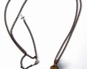 copper skull head locket drop cross necklace