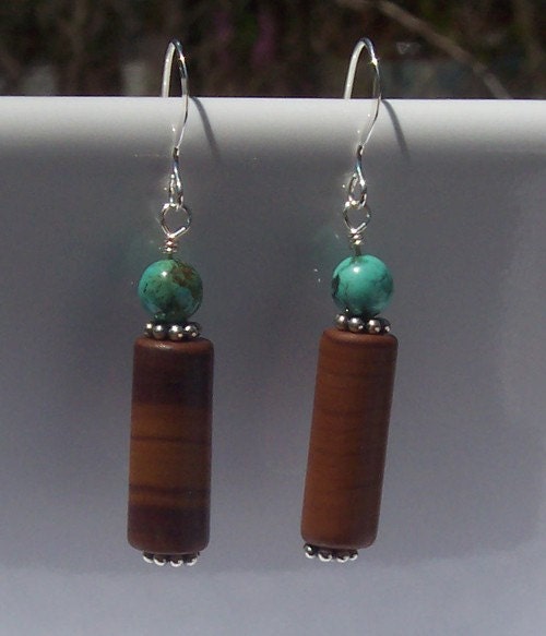 Turquoise and resin sterling earrings
