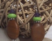 Amethyst turquoise and earthy dangle earrings