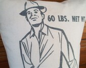 50s Grain Sack Feather Pillow Salesman BIG Honest John Vintage Seed Bag