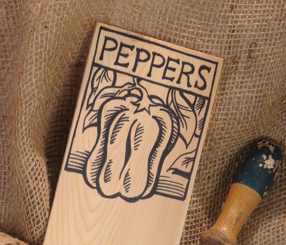 Hand-DRAWN Garden marker for Peppers
