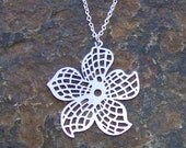 Silver Tropical Flower Filigree Necklace