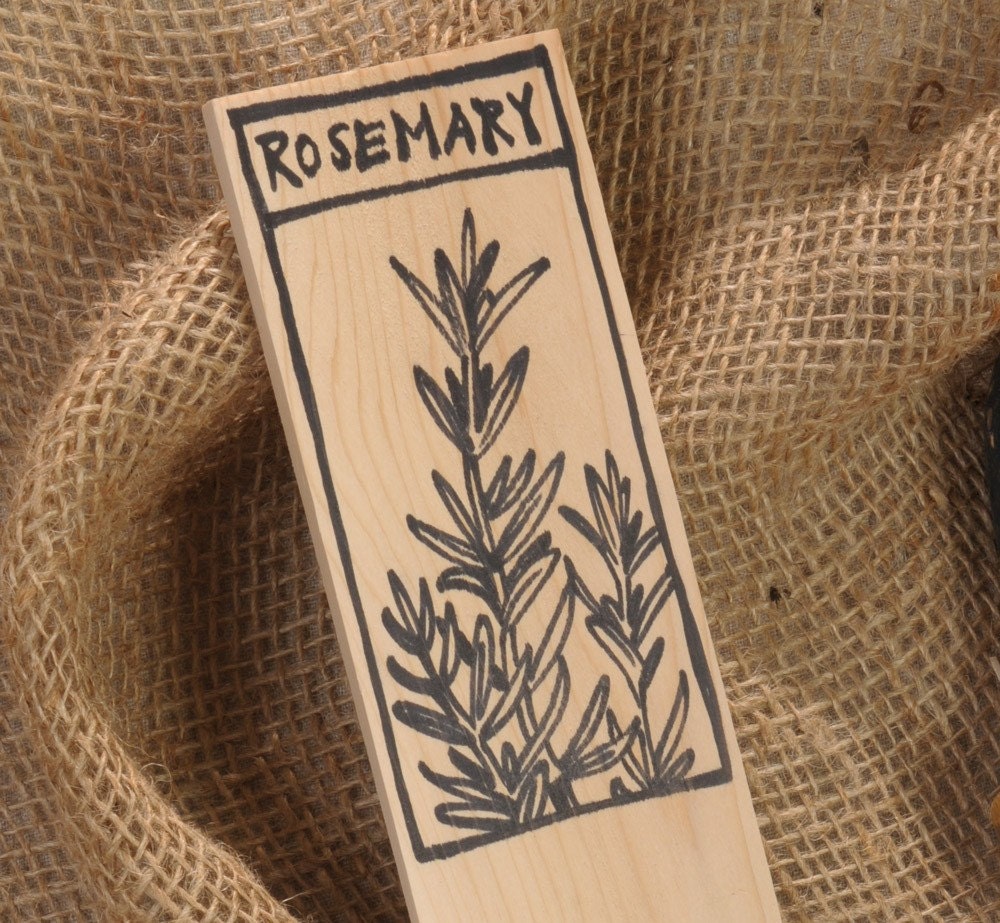 Hand-DRAWN Garden Marker for Rosemary