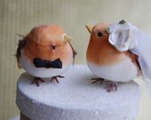 Happy Love Birds Wedding Cake Topper in Caramel