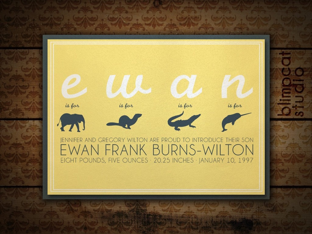 E is for Elephant - Vintage Baby Birth Announcement Deposit