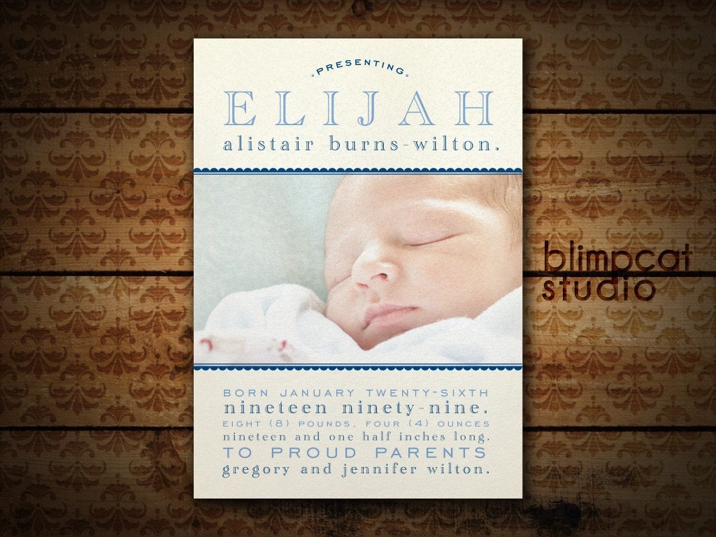 Hello World - Vintage Baby Birth Announcement Deposit