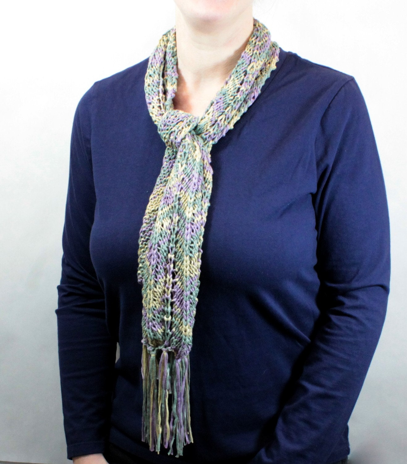 Eco Chic Scarf - Waves of Gold, Green and Purple