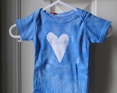 Baby Bodysuit: Blue with Batik Heart (3-6 months) READY TO SHIP