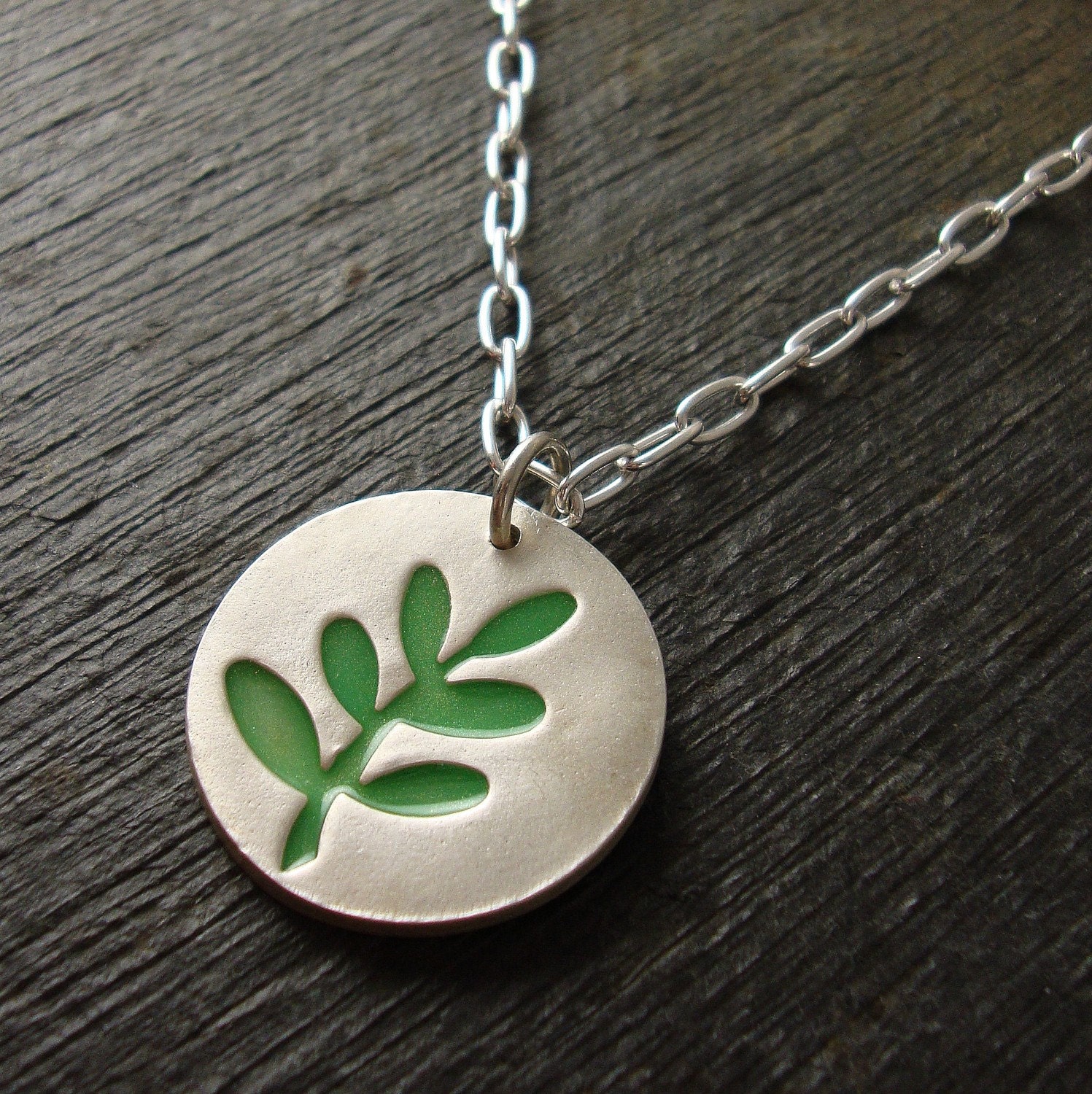 Fern Leaf Necklace - Fine Silver and Resin