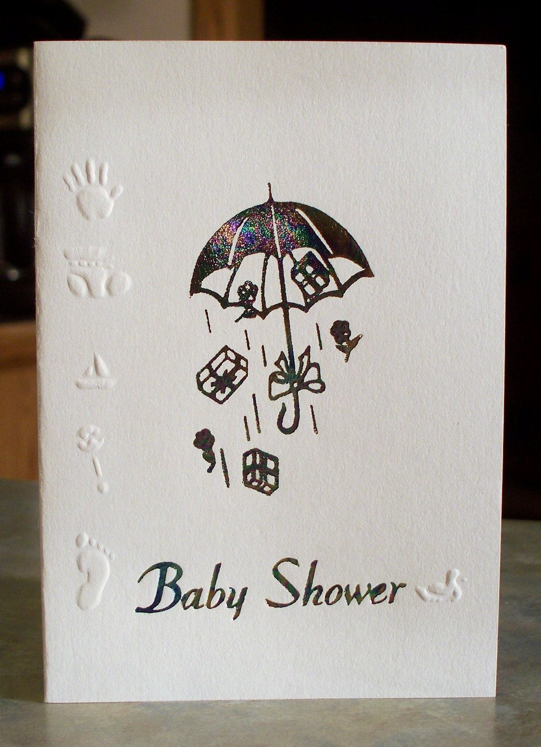 Baby Shower Invitations, Set of 10 Hot Foil and Dry Embossed