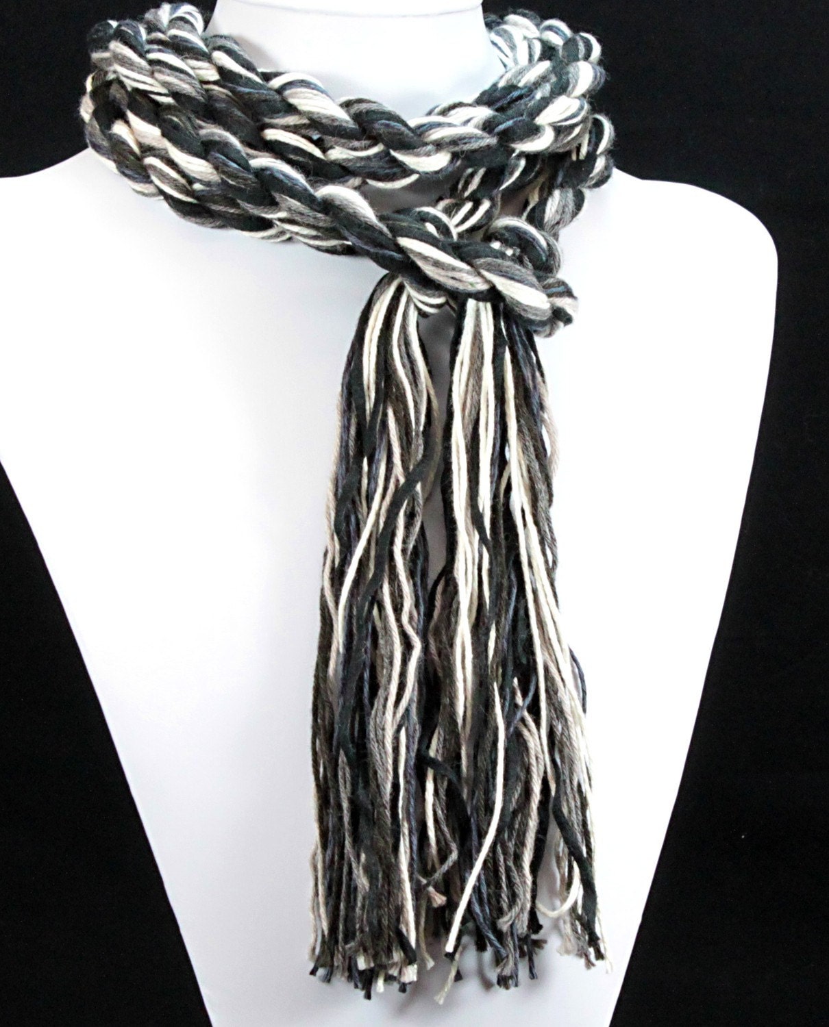 Skinny Scarf - Black Taffy - Eco Friendly Organic Cotton, Soy and Bamboo Fibers