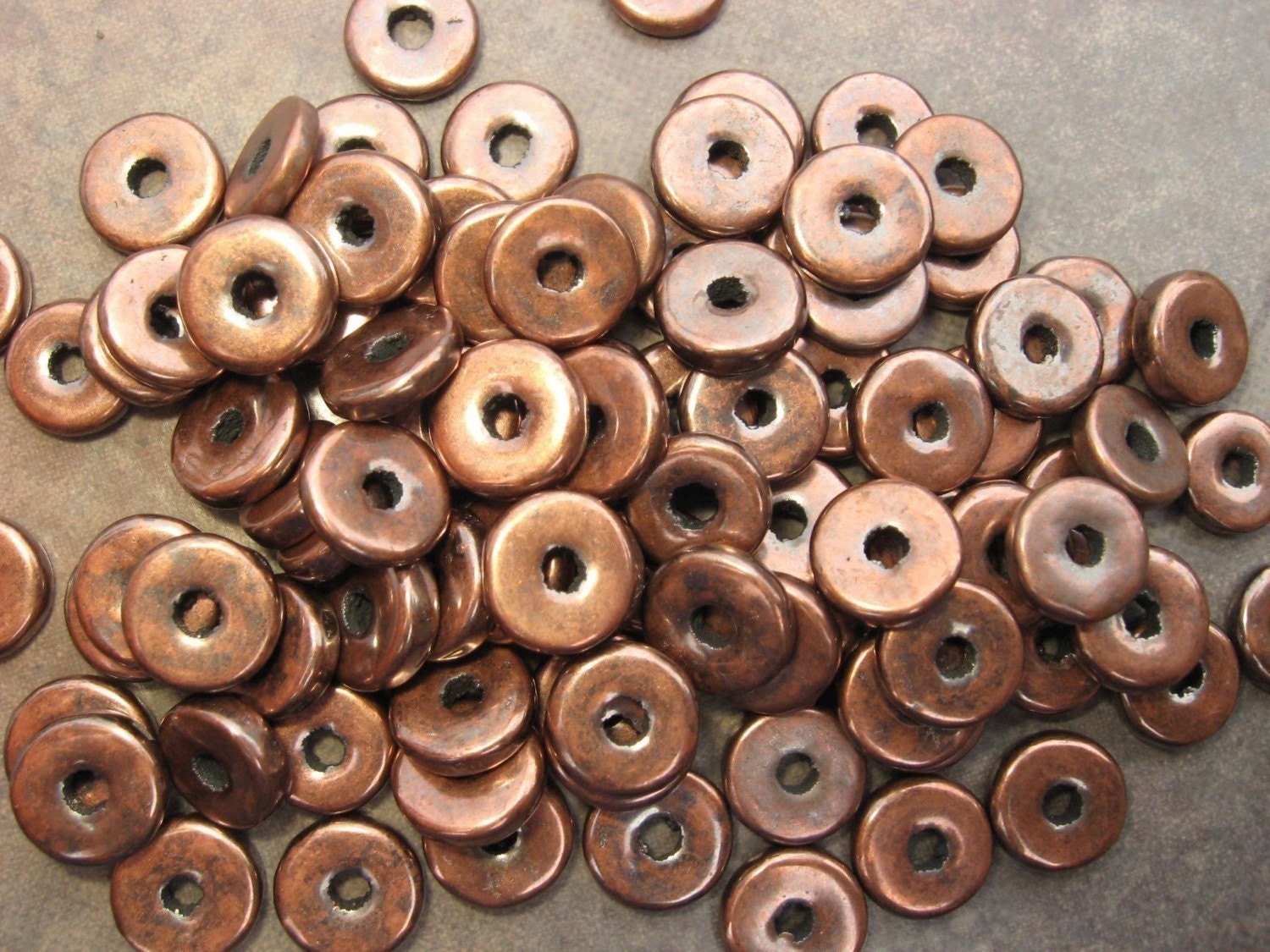 25 Mykonos Greek Ceramic Beads BRONZE 8mm Spacers