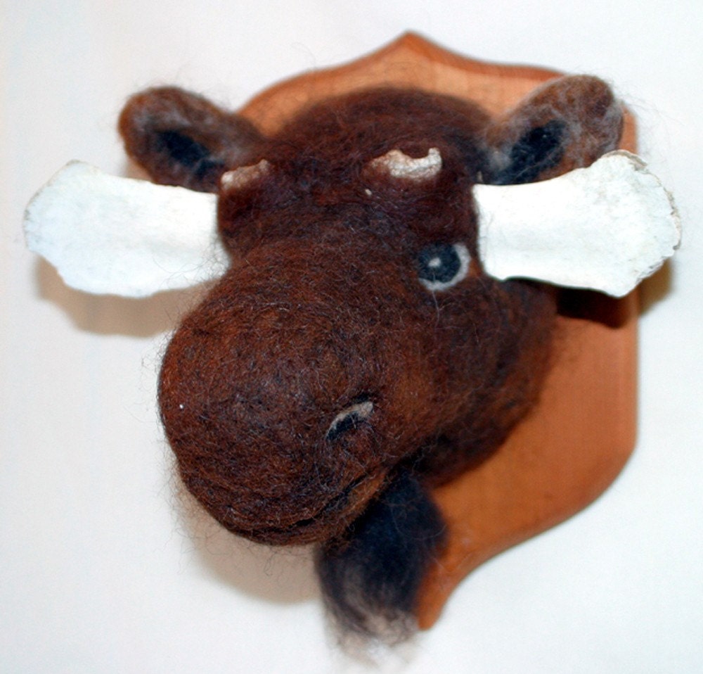 NO TROPHY MOOSE - needle felted sculpture