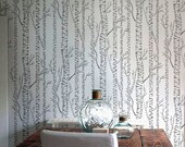 Tree STENCIL - Silver BIRCHES - Reusable Allover Design - DIY Home Decor