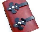 Leather Journal Book, Medieval Fleur de Lis -50 percent off - Ready to ship
