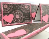 Mini Valentines - brown and pink with distressed edges set of 6
