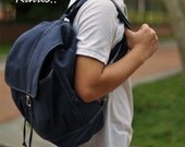 Back Pack Sale with 25% Off - KINIES BACK in Navy Blue - Backpack / Cross body Messenger / Shoulder bag