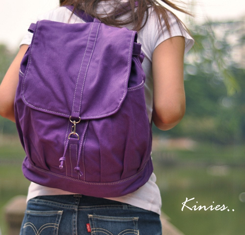 Back Pack Sale with 25% Off - KINIES Back Pack in Purple - Backpack / Cross body Messenger / Shoulder bag