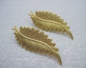 Large Gold Plated Leaf Earrings