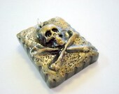 Handmade Skull and Bones Polymer Clay Pendant or Focal Bead